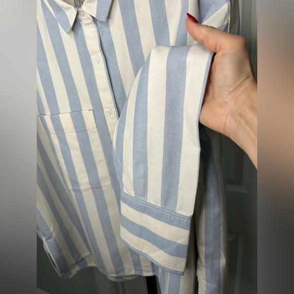 EVERLANE The Boxy Oxford Blue/White Stripe L, XL NWT - Picture 5 of 11